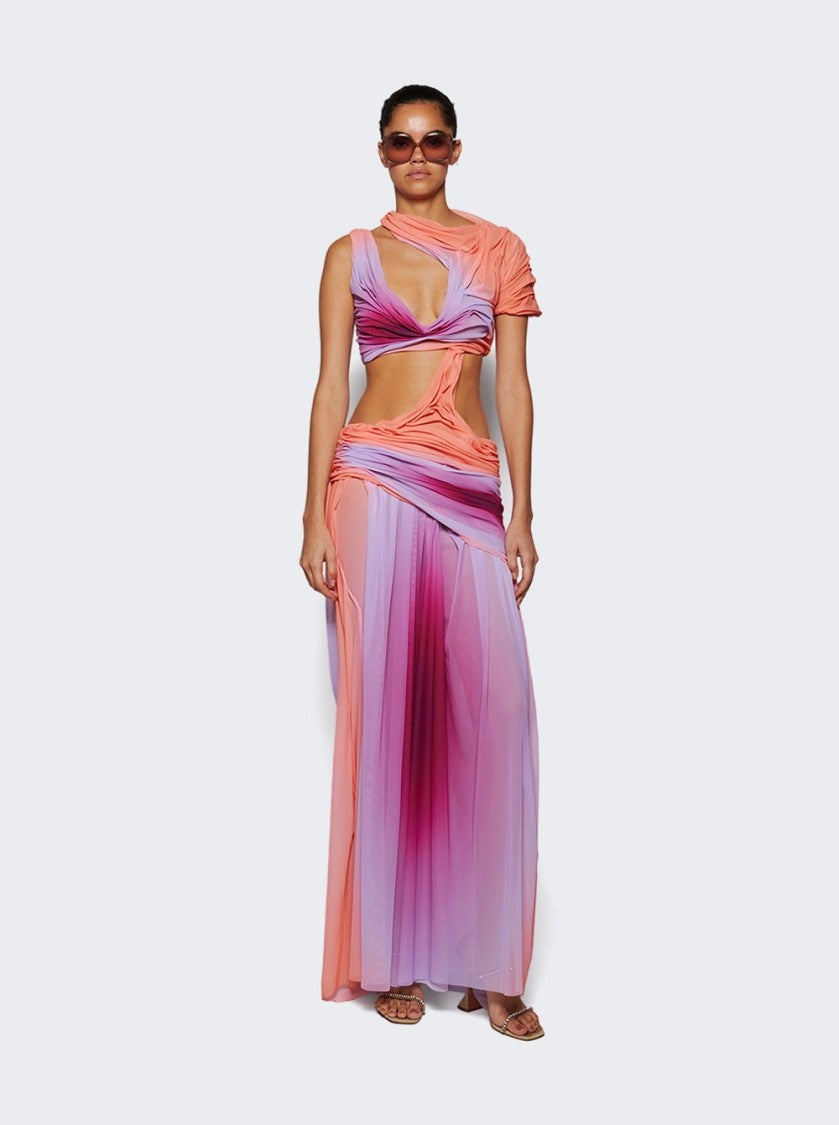 Di Petsa Long Wetlook Dress Sunset Gradient