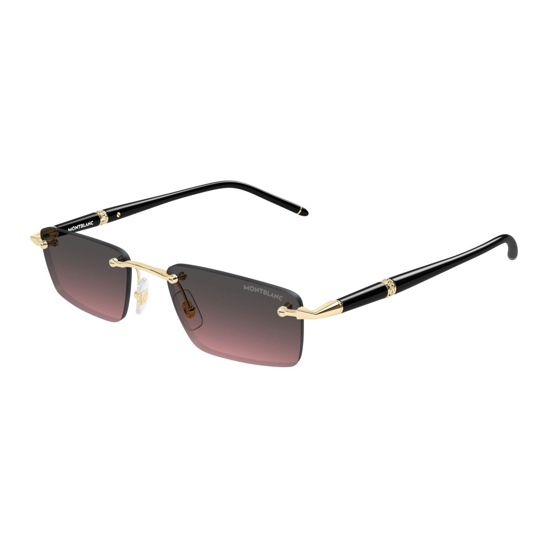 Montblanc Rimless Rectangular Sunglasses With Gradient Lenses And Gold Accents