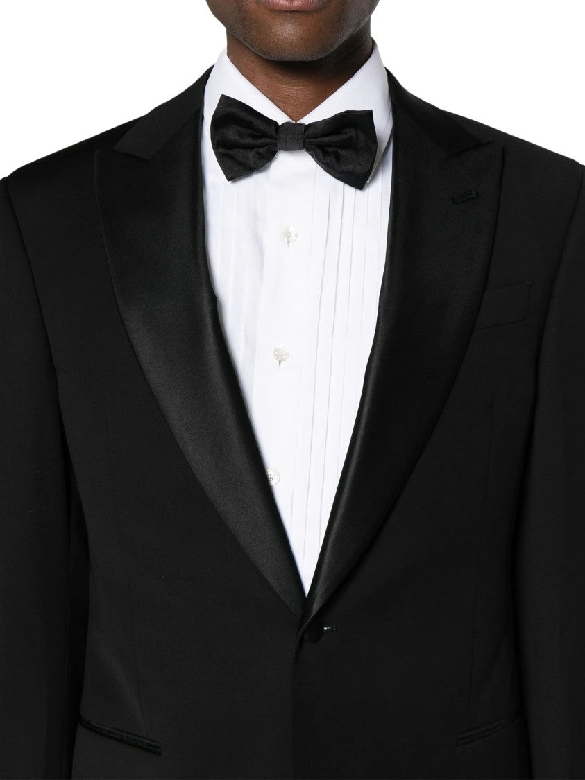 Giorgio Armani Single-Breasted Virgin Wool Satin Detail Suit