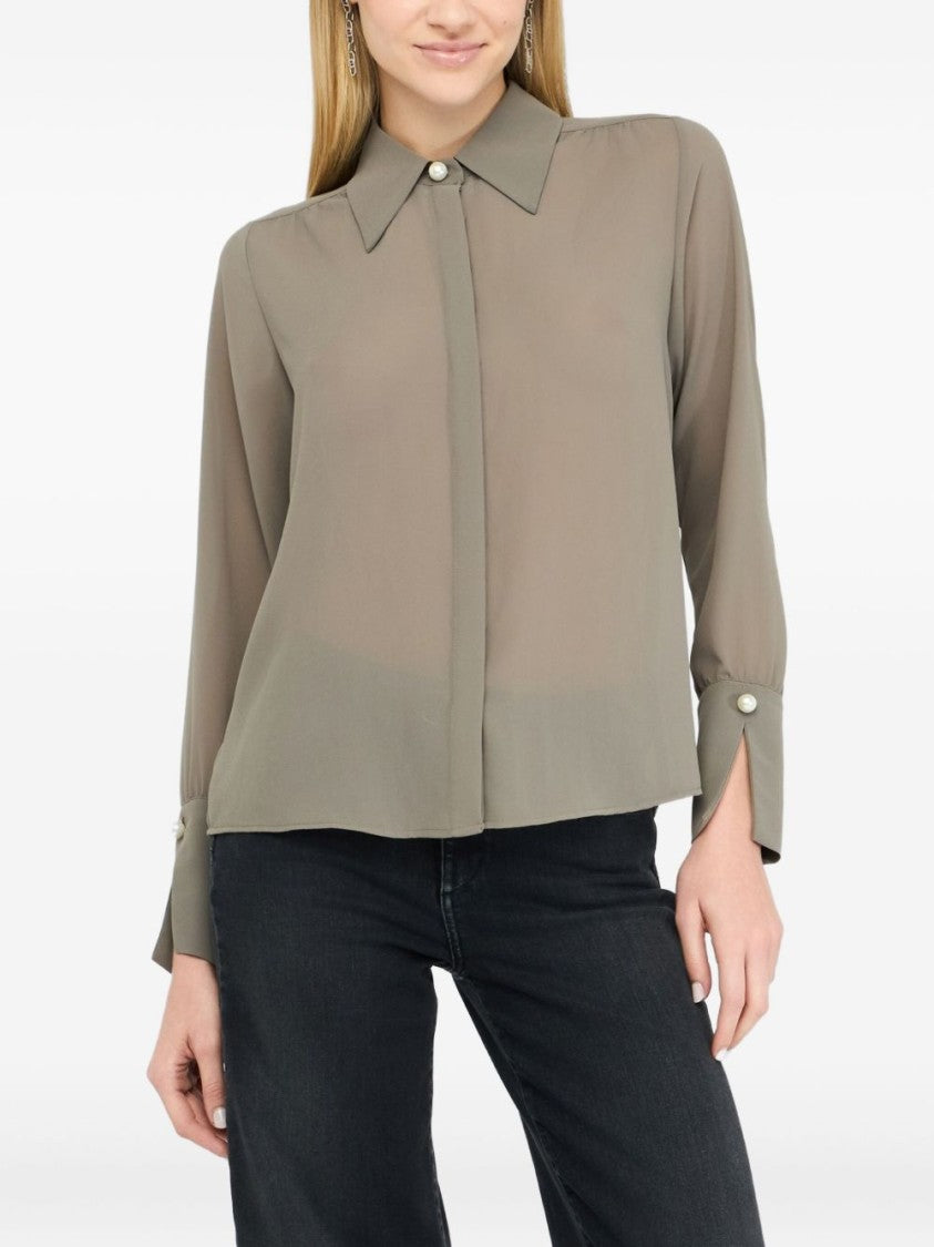Liu Jo Classic Collar Shirt With Long Sleeves And Sheer Fabric