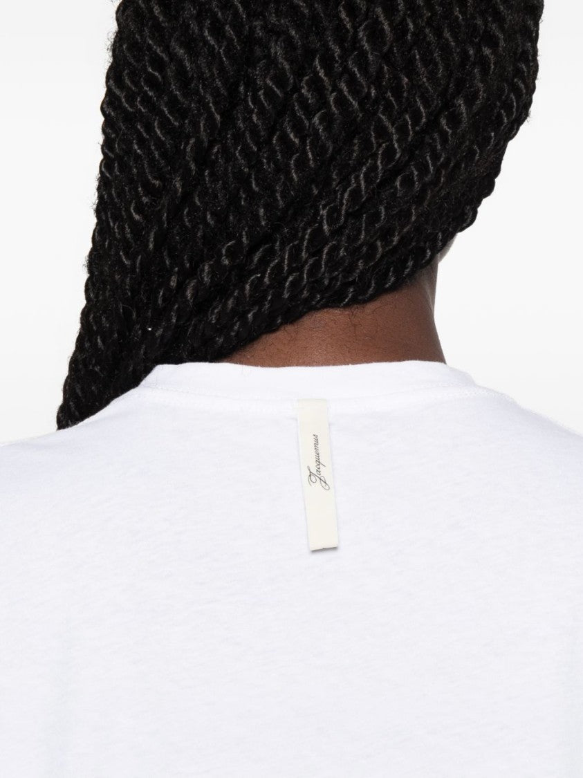 Jacquemus Loose-Fitting White Short-Sleeve Top With Delicate Logo