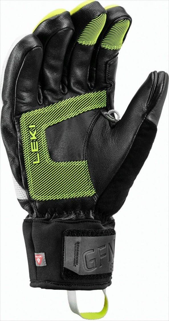 Leki Sporty Goat Leather And Neoprene Gloves With Neon Accents