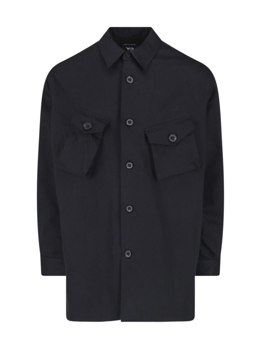 Y-3 Black Structured Flap Pockets Shirt