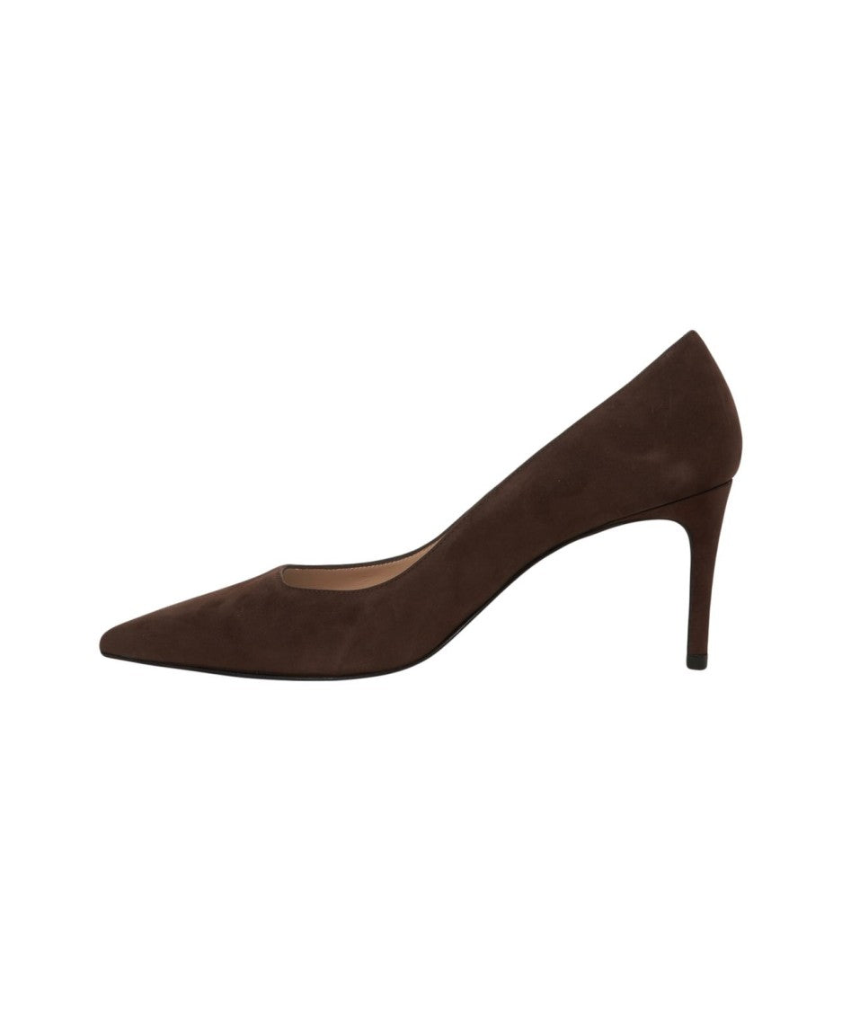 Stuart Weitzman Pointed Toe Suede Pumps With Stiletto Heel