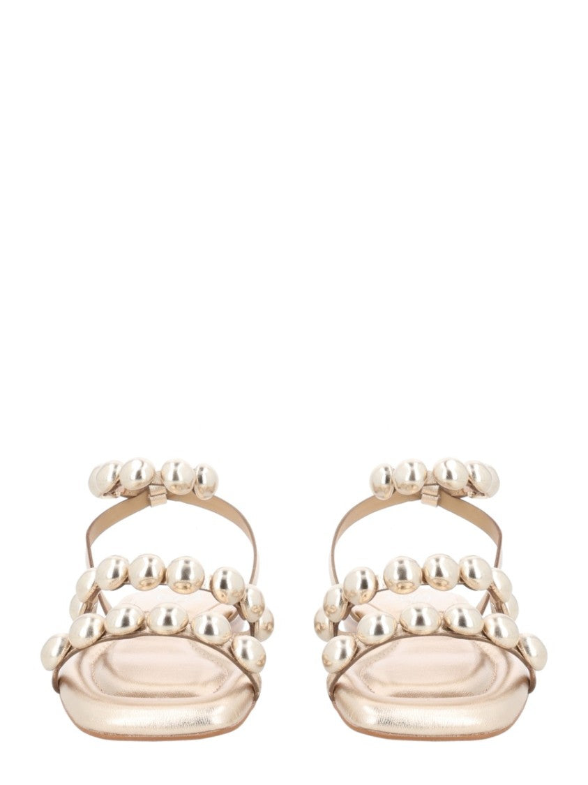 Ash Gold Regy Studded Metallic Flat Sandals