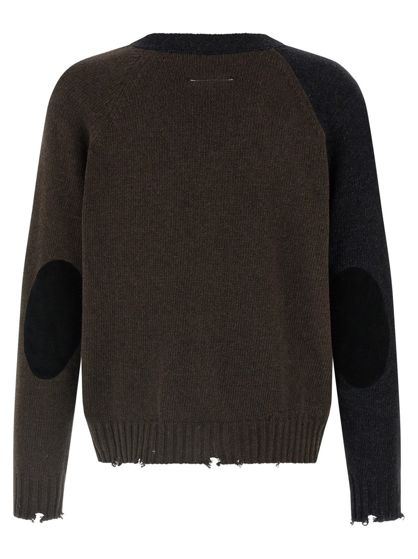Mm6 By Maison Margiela Two-Tone Suede Patch Cardigan
