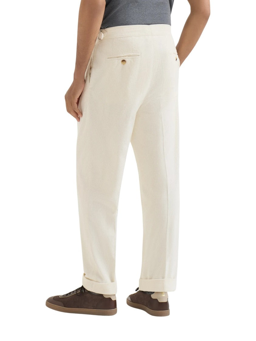 Brunello Cucinelli Double-Pleated Buckled Cotton Velvet Pants