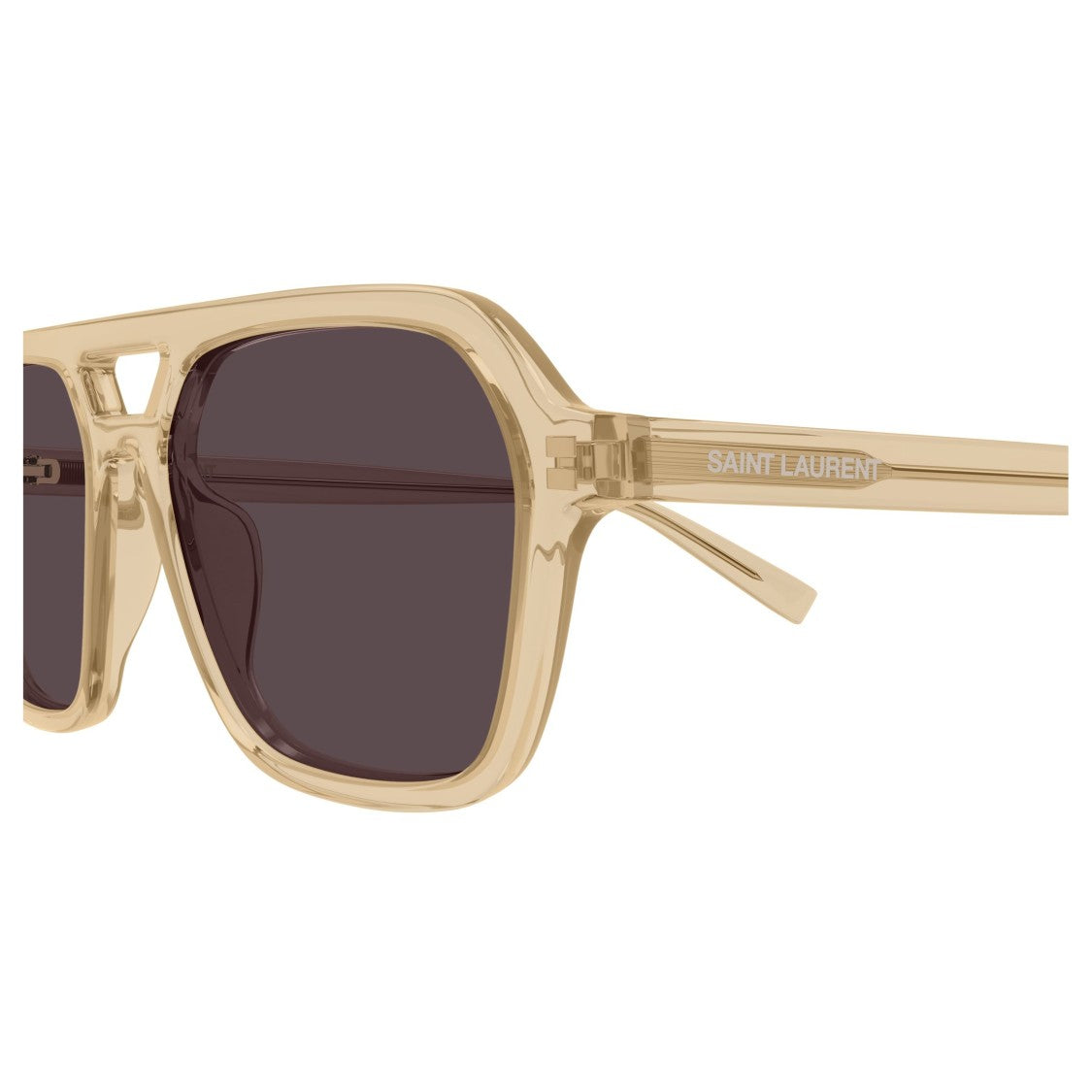 Saint Laurent Geometric Frame Sunglasses In Translucent Beige