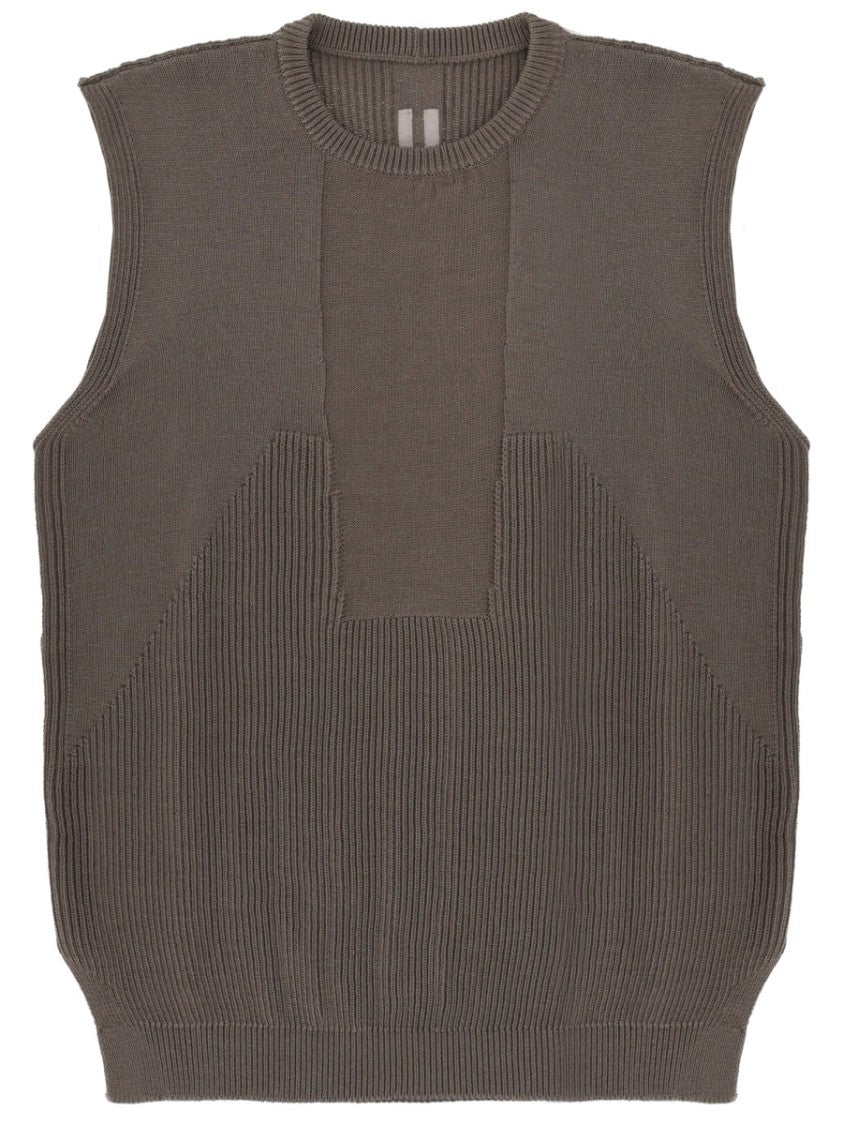 Rick Owens Grey Wool Boxy Textured Knit Top