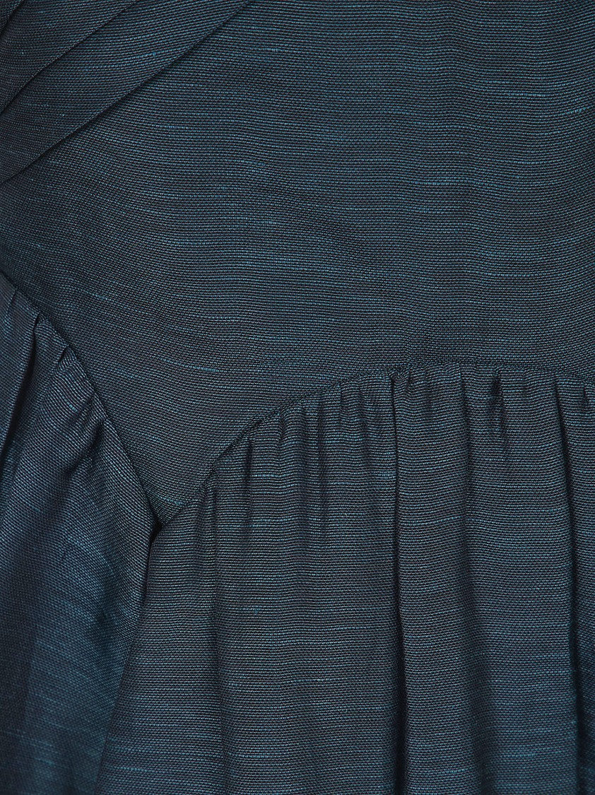 Zimmermann Drape Midi Dress In Silk And Linen Organza