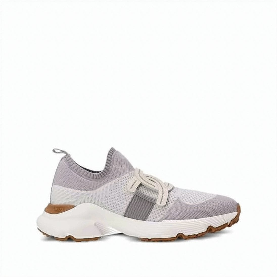 Tod's Knitted Grey Sneakers With Leather Accents