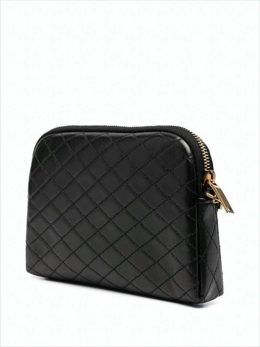 Saint Laurent Quilted Lambskin Crossbody Bag With Gold-Tone Ysl Logo