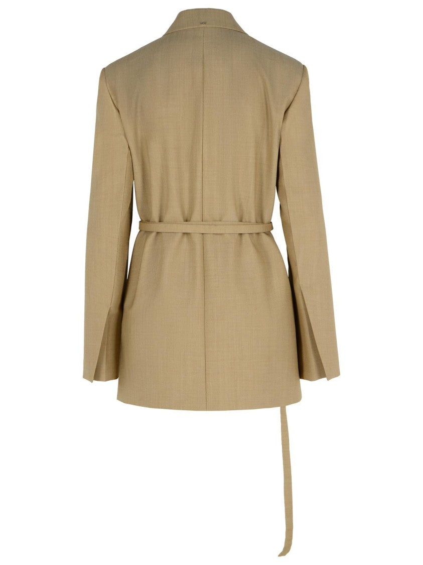 Sportmax Tubinga' Beige Brown Virgin Wool Blazer