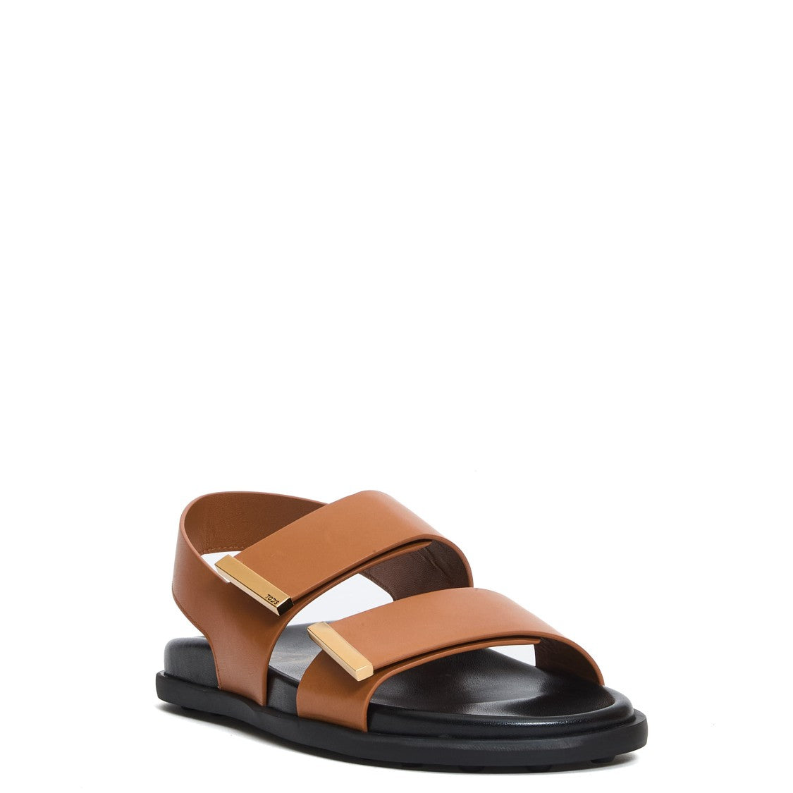 Tod's Brown Leather Two-Strap Anatomical Sandals With Rubber Sole
