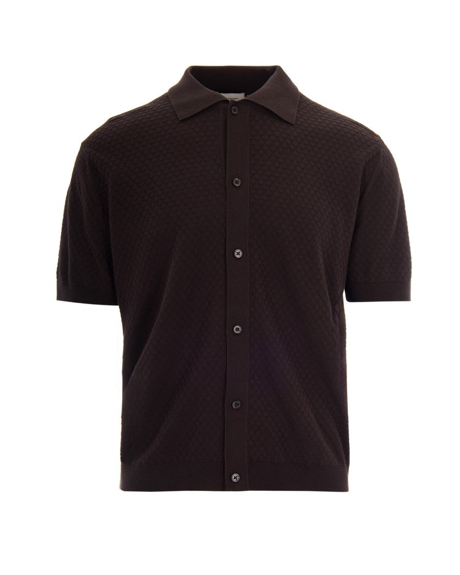 Paolo Pecora Brown Knit Polo Shirt