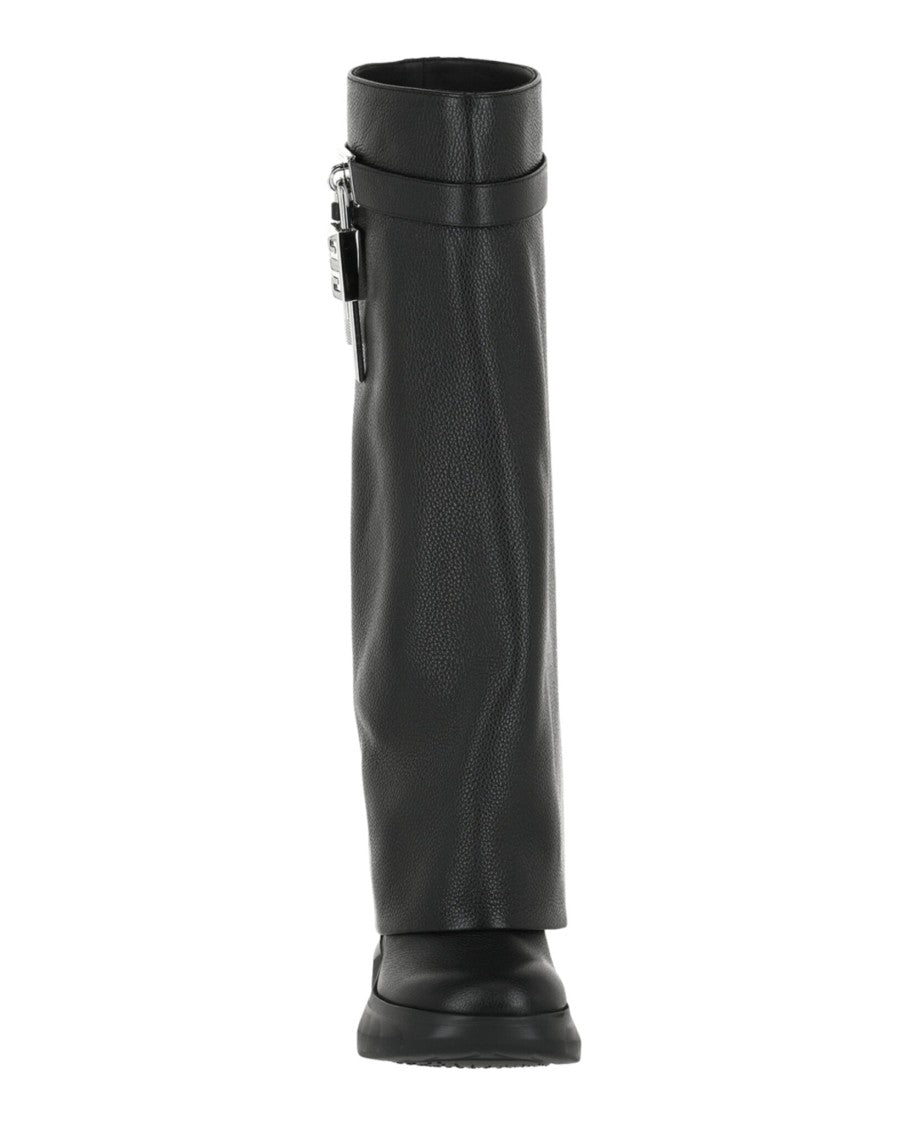 Givenchy Shark Lock Biker Boots In Grained Leather