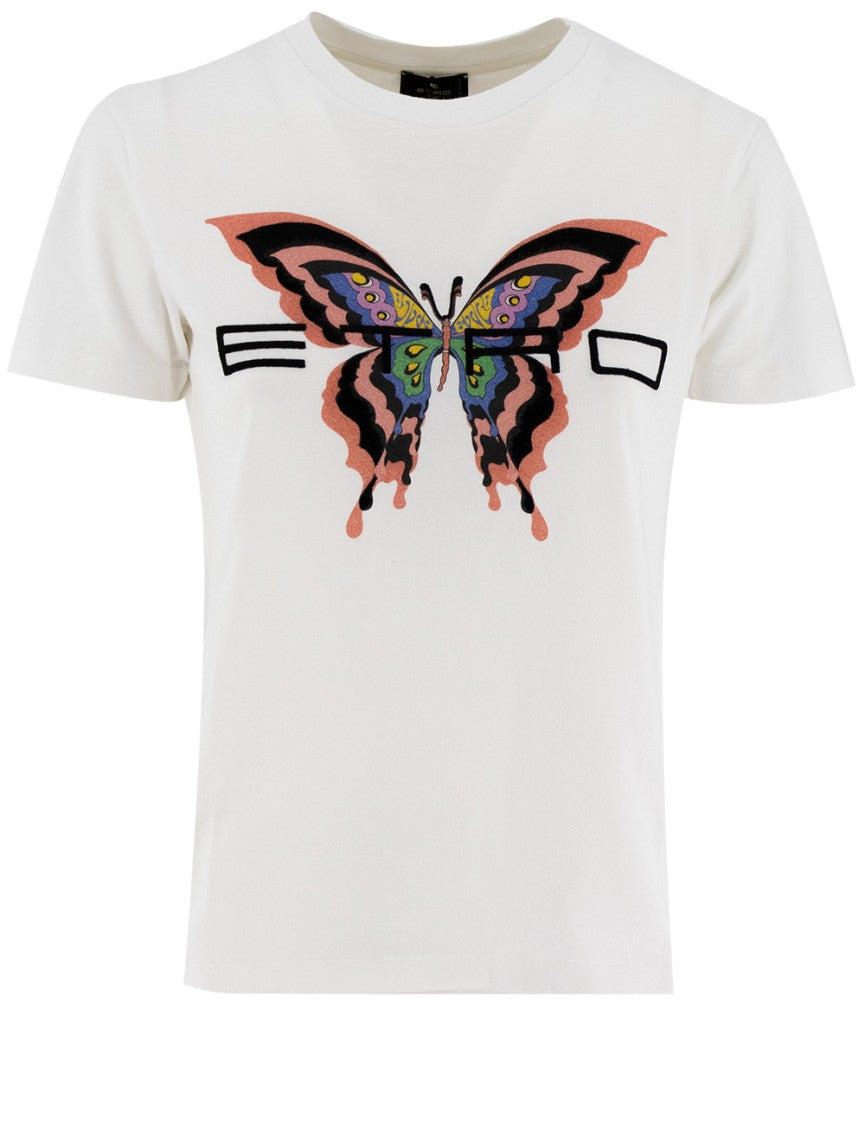 Etro Cotton T-Shirt With Captivating Butterfly Print