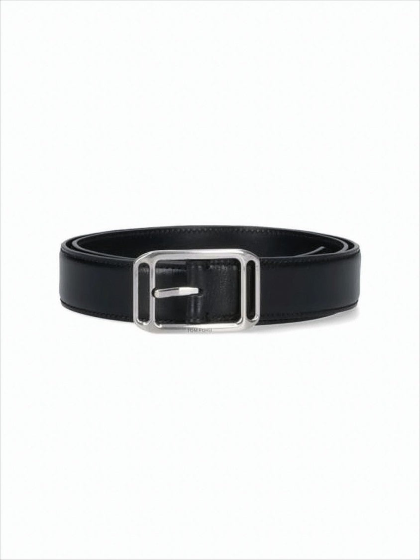 Tom Ford Polished Black Calf Leather Belt
