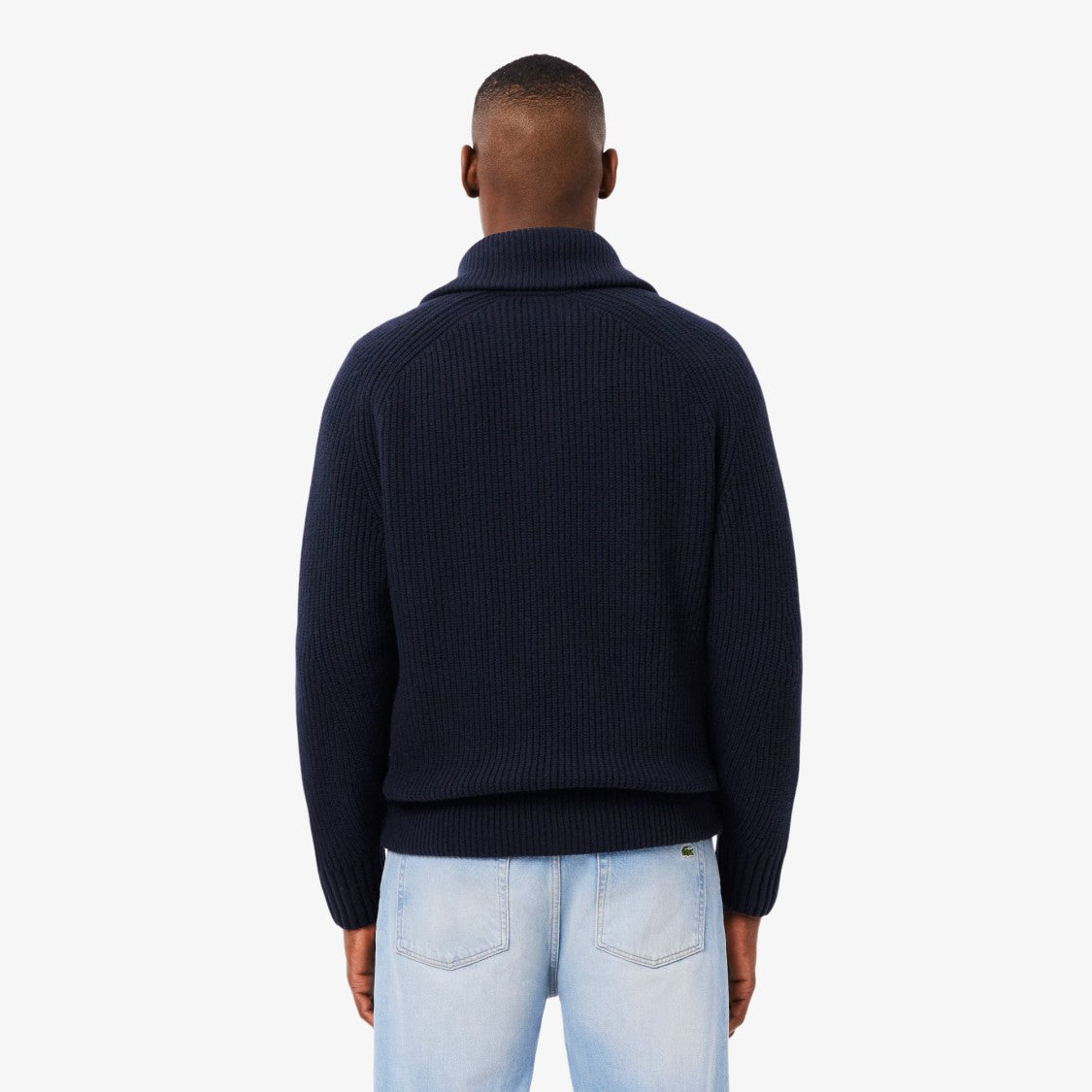 Lacoste Carded Wool Zip-Up Turtleneck Sweater