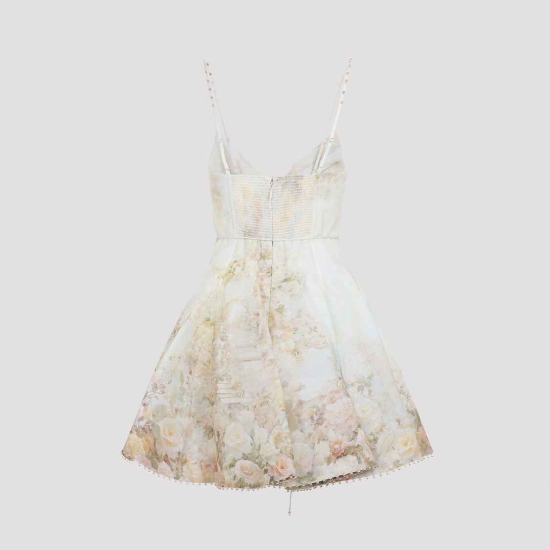 Zimmermann A-Line Mini Dress With Spaghetti Straps And Floral Print