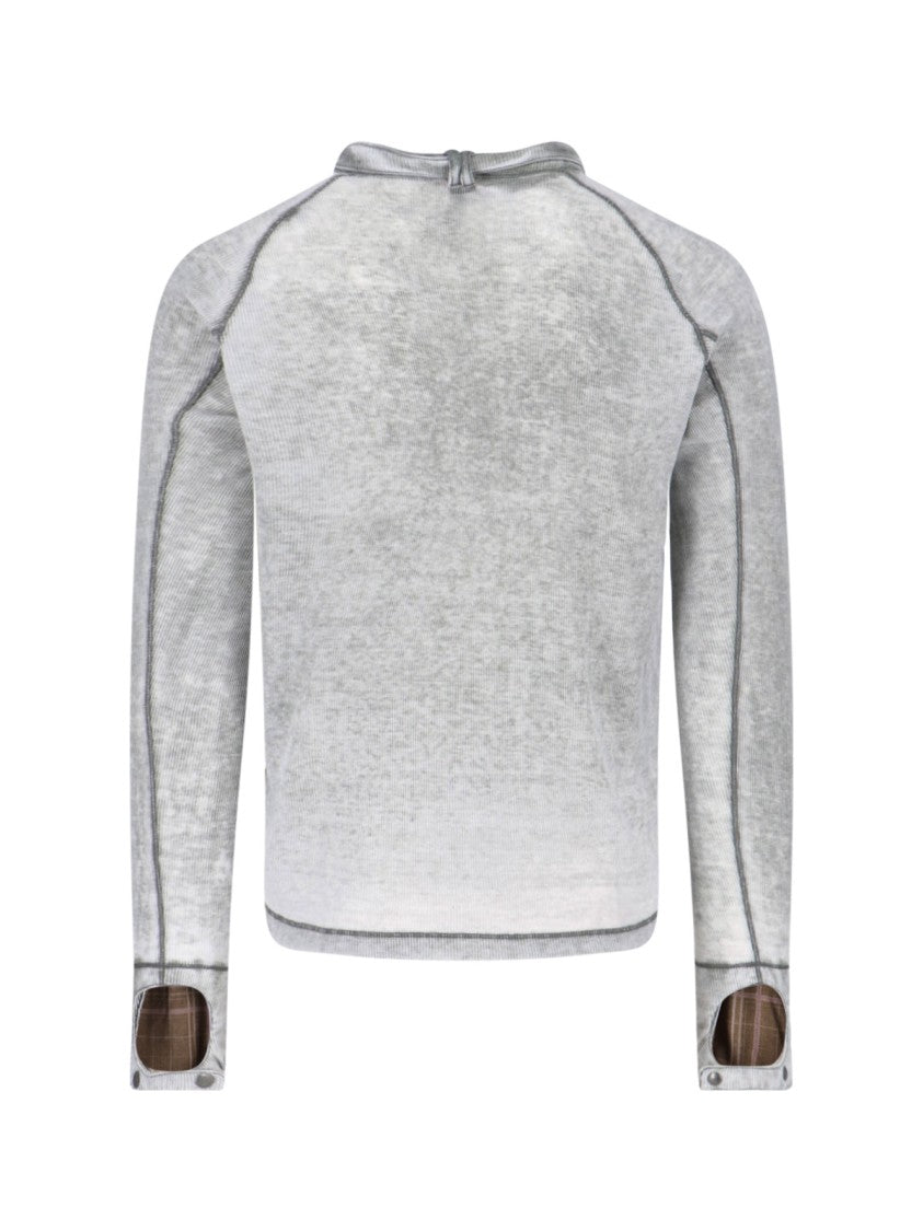 Diesel Grey T-Ecla Ribbed Lace-Up Sweater