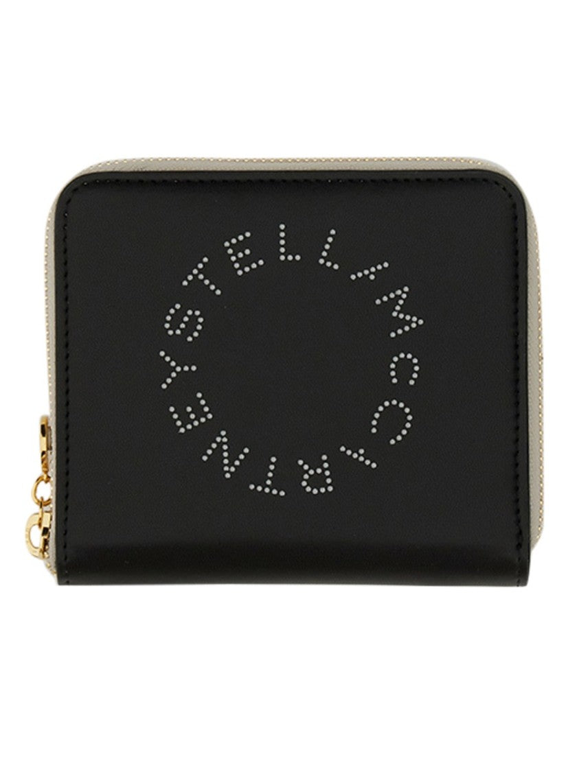 Stella Mccartney Zipped Wallet With Circular Logo And Gold Hardware