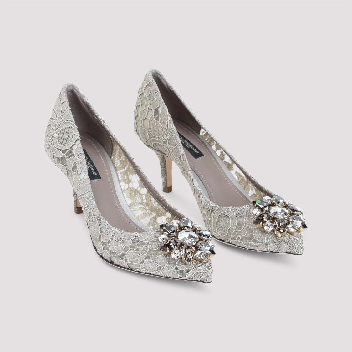 Dolce & Gabbana Neutral Lace Overlay Pumps