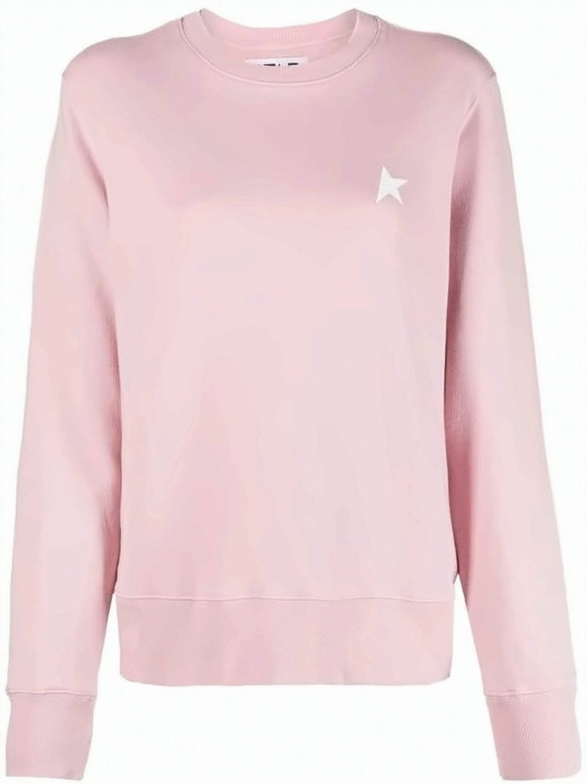 Golden Goose Pastel Pink Cotton Sweater With Subtle Star Emblem