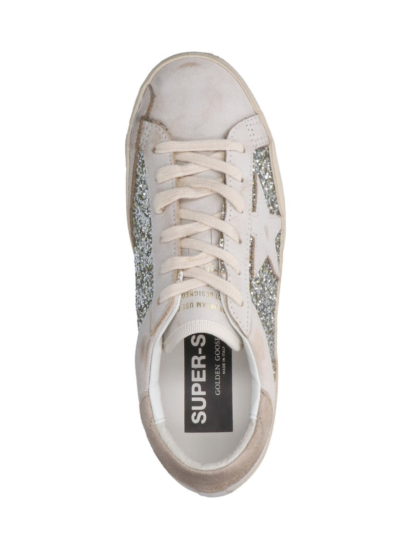 Golden Goose Low-Top Sneakers With Silver Glitter Accents