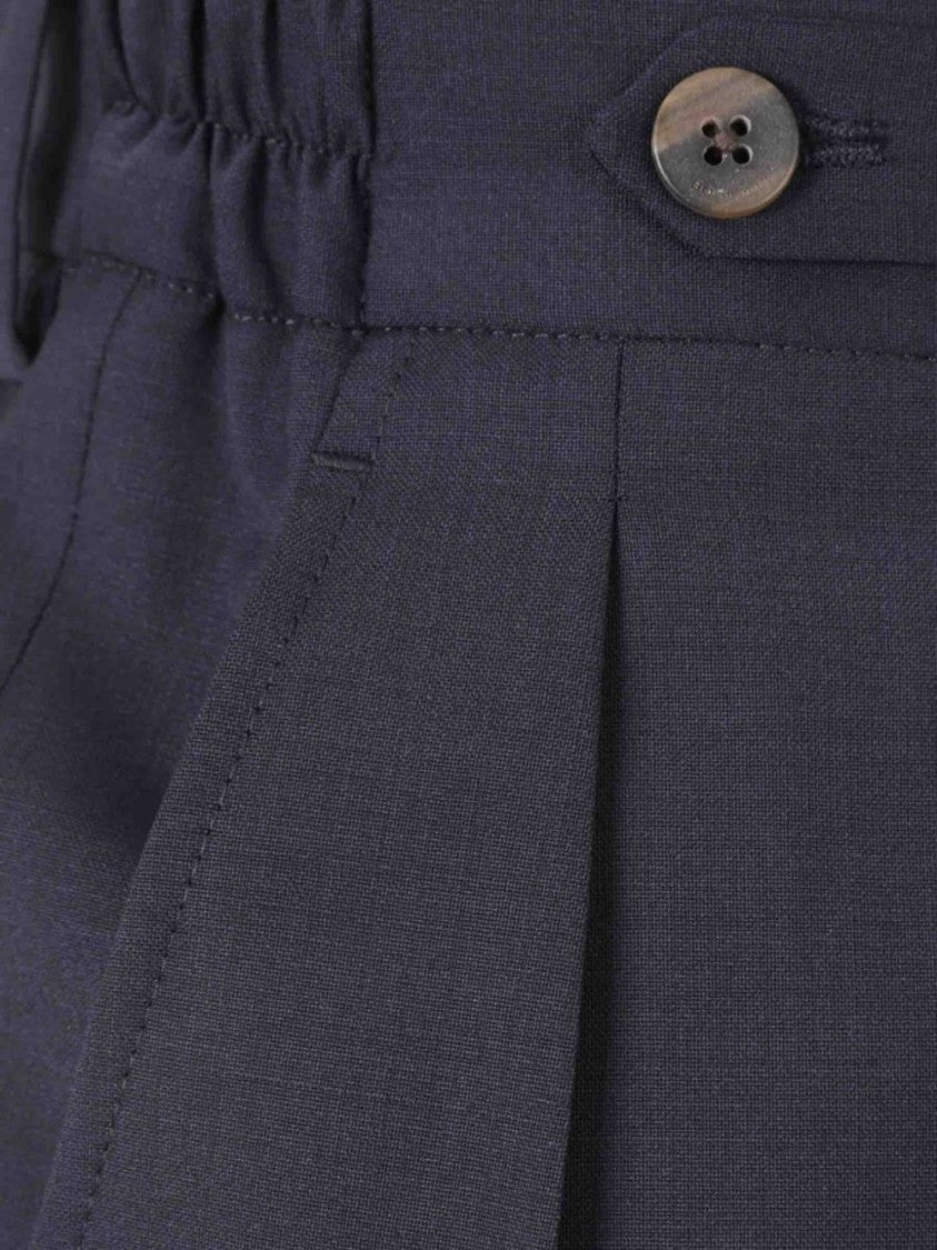 Boglioli Tailored Blue Trousers With Double Pleats And Toggles