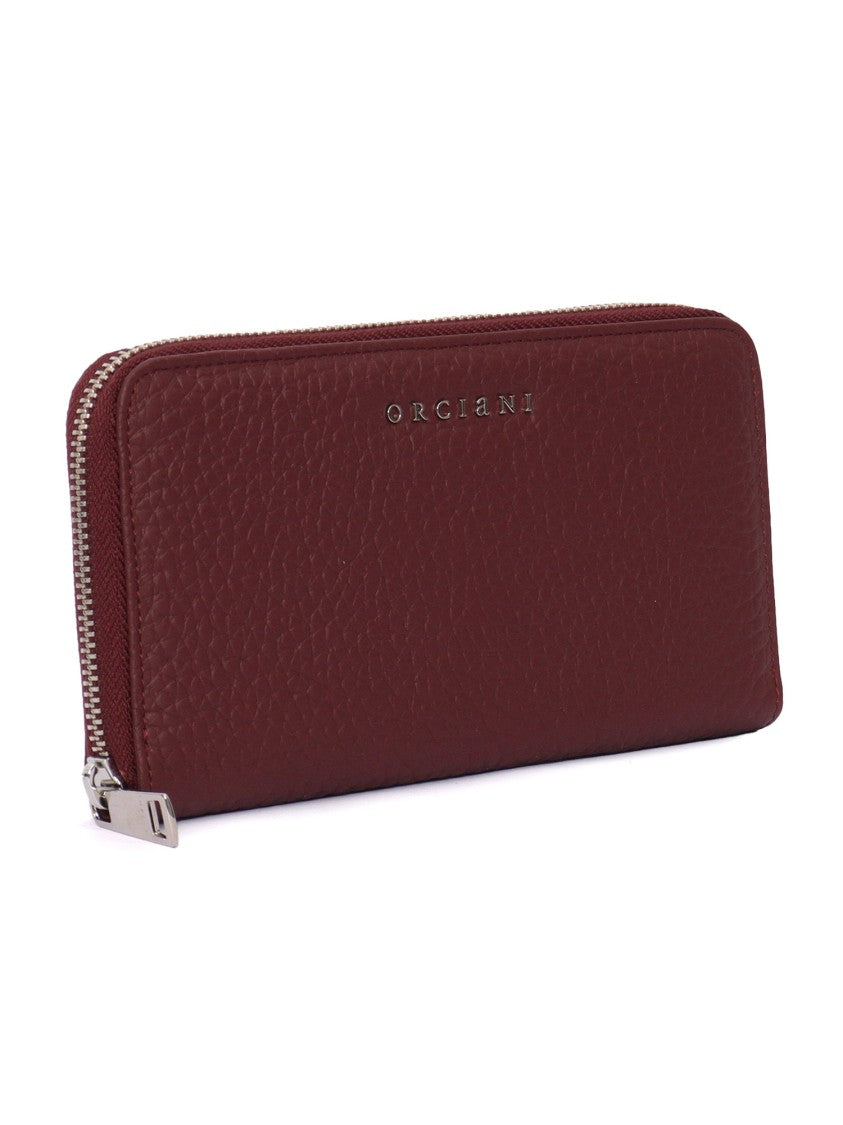 Claudio Orciani Rectangular Zip-Around Wallet In Textured Calf Leather