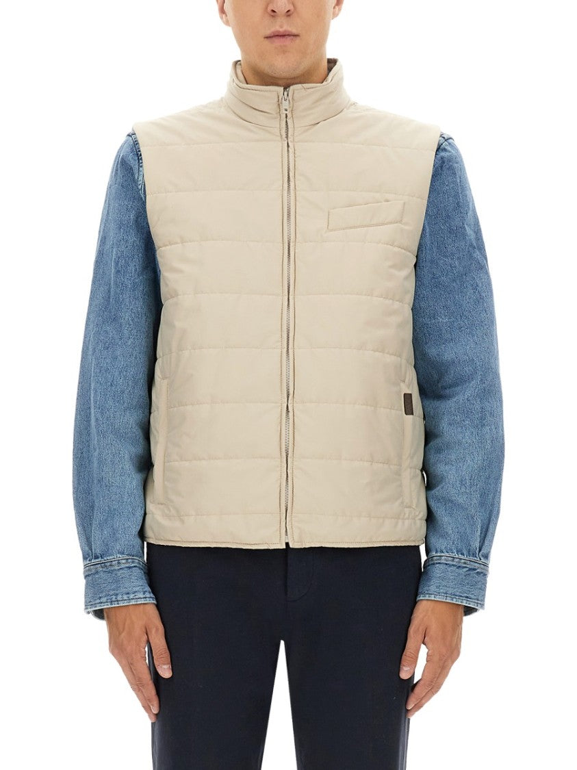 Fay Quilted Vest With High Collar And Padded Texture