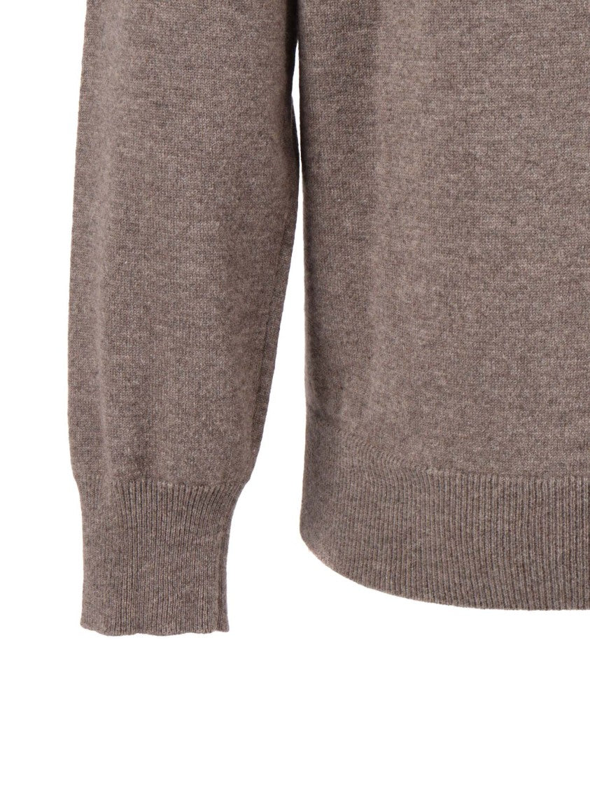 Kangra Cashmere Cashmere Knit Crewneck Sweater With Triangular Detail