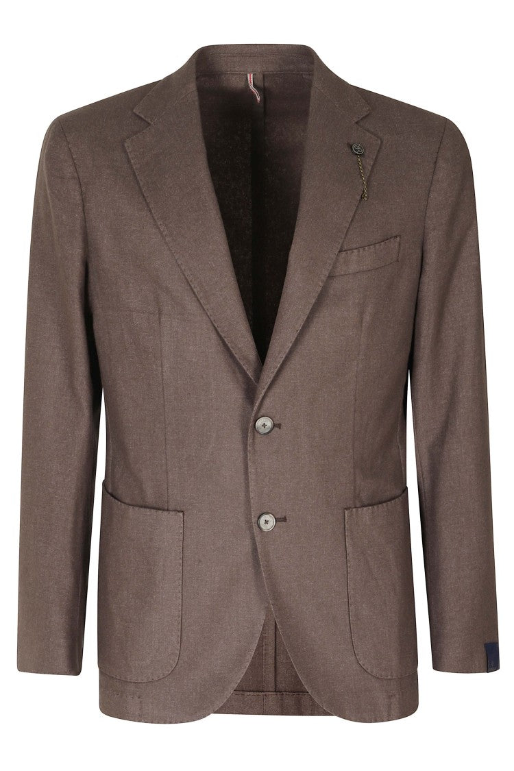 Santaniello Taupe Felted Wool Unlined Blazer