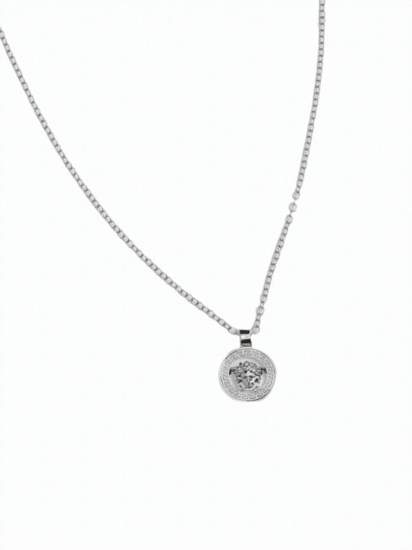 Versace Silver-Tone Metal Necklace With Medusa Pendant