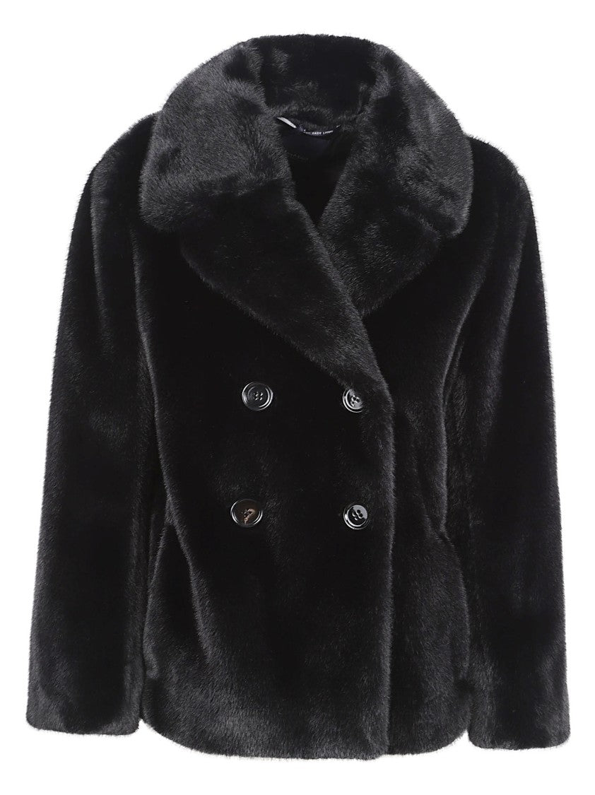 Max Mara Plush Faux Fur Short Double-Breasted Coat