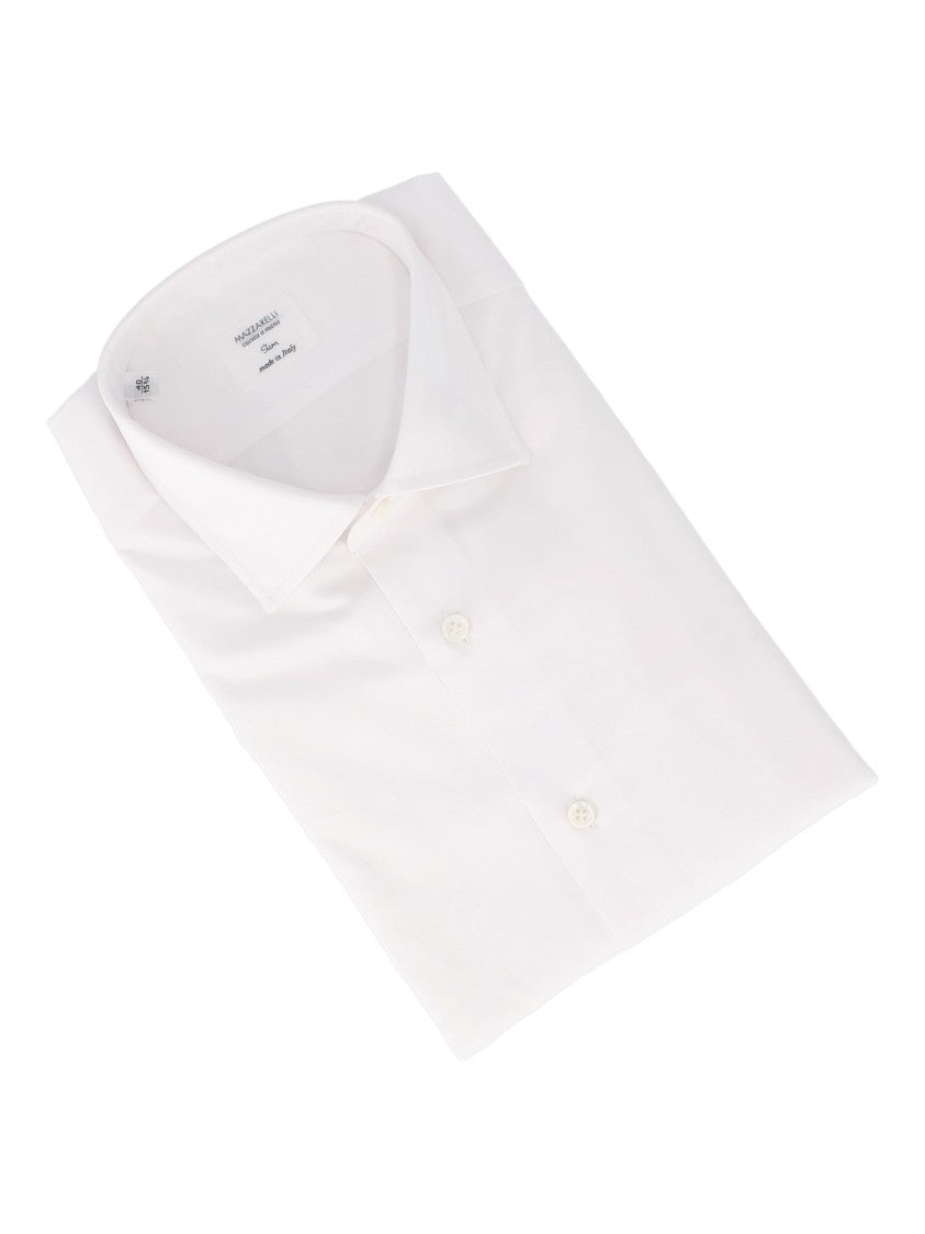 Mazzarelli Camicie White Slim-Fit Oxford Cotton Shirt