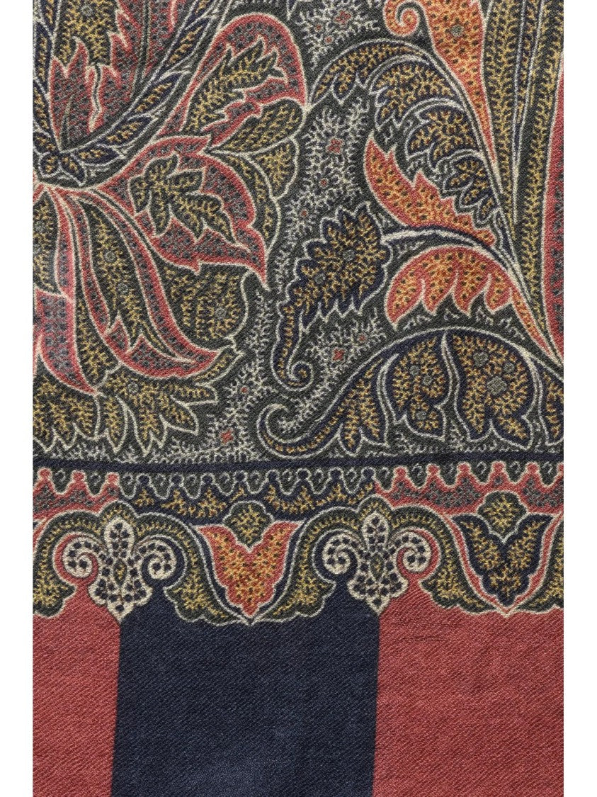 Etro Green Wool-Blend Paisley Scarf