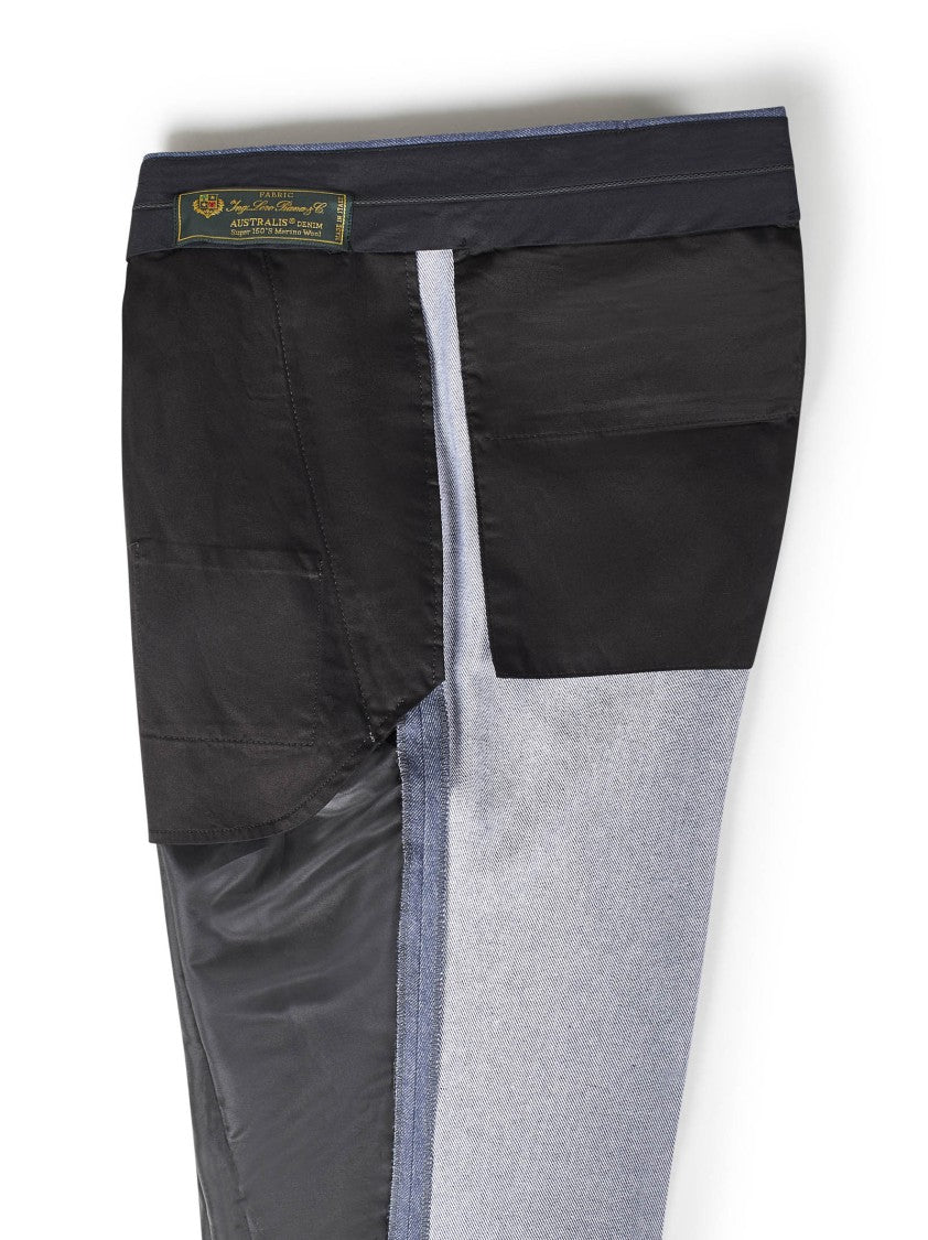 Franzese Collection Tailored Blue Australis Denim Super 150S Merino Wool Trousers