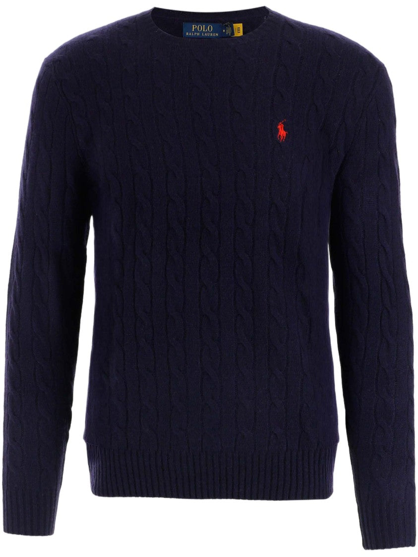 Polo Ralph Lauren Blue Cable-Knit Wool Cashmere-Blend Sweater