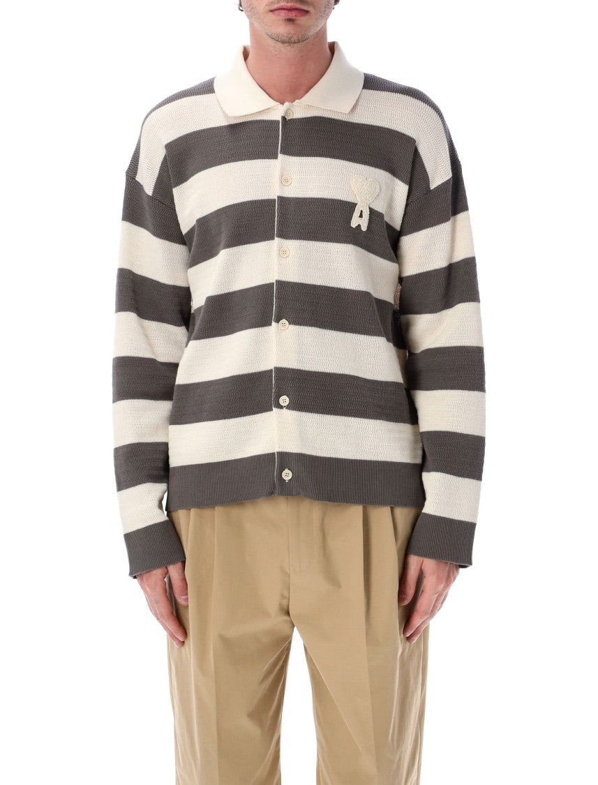 Ami Paris Traforato Striped Cardigan