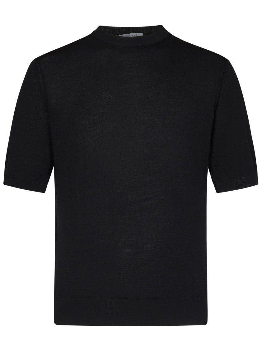 Cruciani Short-Sleeved Crewneck Knit Top With Ribbed Trims