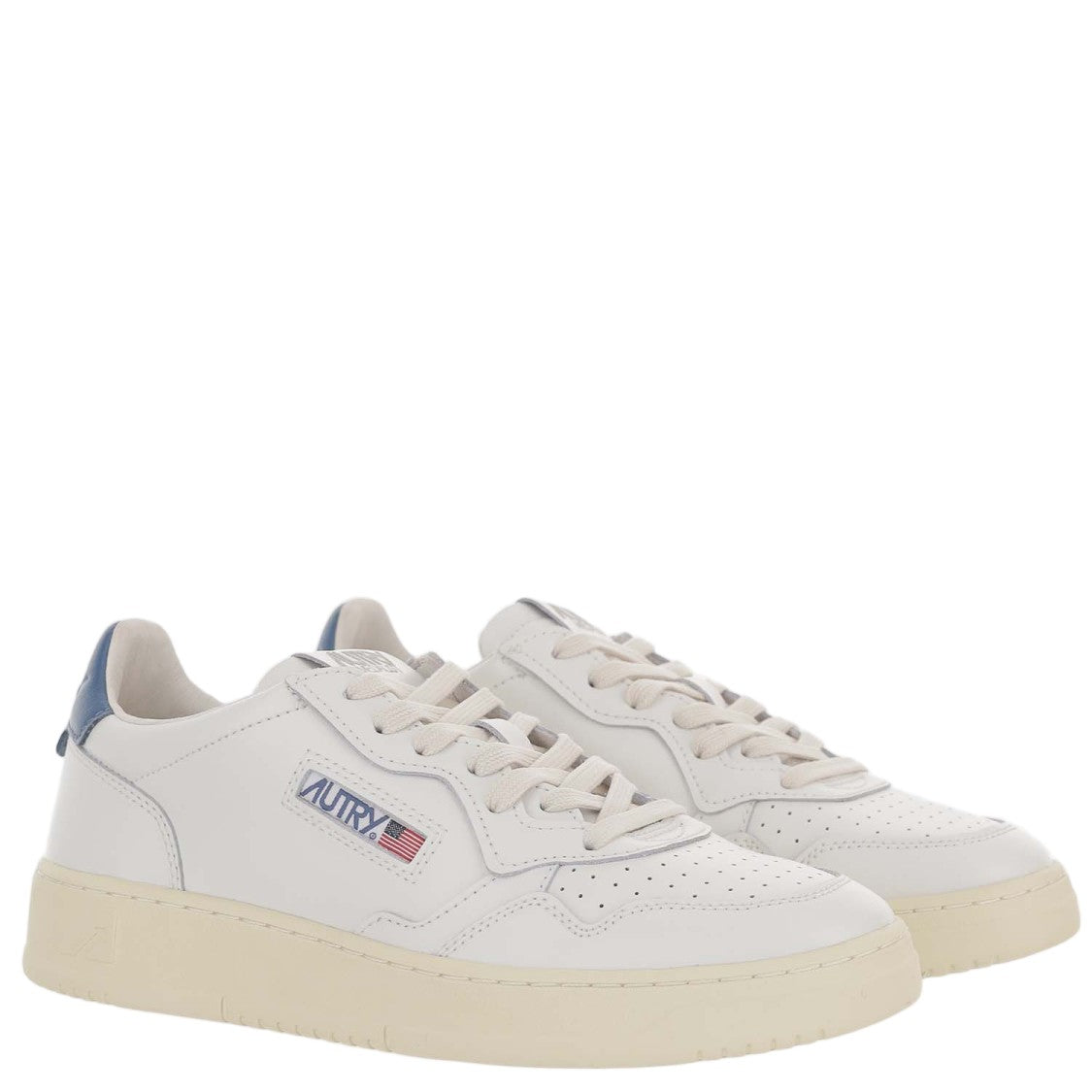 Autry White/Blue Medalist Low Leather Sneakers