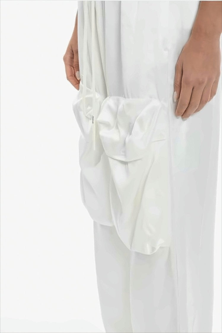 Off-White Wide-Leg Relaxed Fit Pants With Drawstring Waist