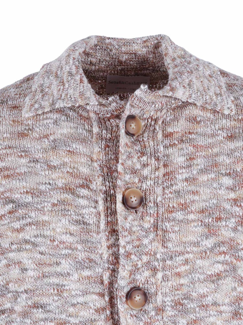 Sette Fili Cashmere Multicolor Tweed Polo Collar Casual Jacket