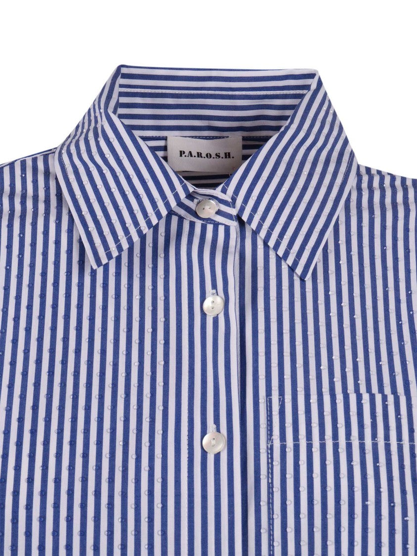 P.A.R.O.S.H. Vertical Stripe Pointed Casual Shirt