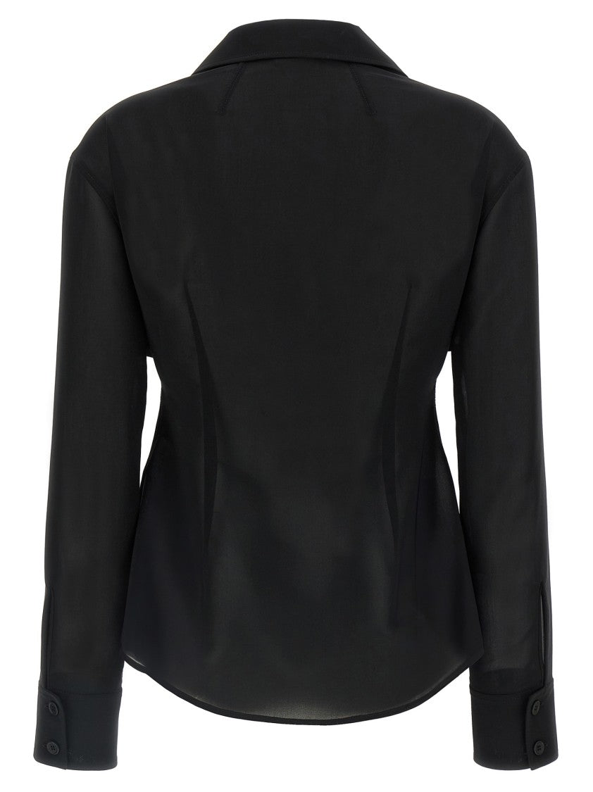 Courrèges Semi-Transparent Pocket Shirt With Modern Silhouette And Logo Embroidery