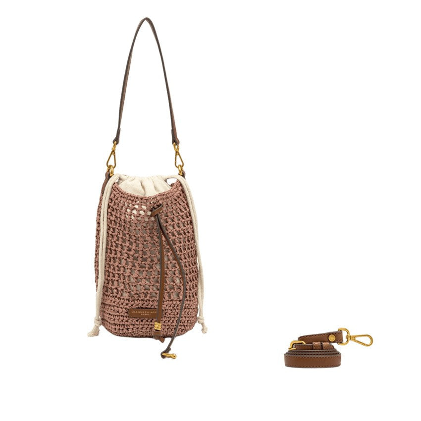 Gianni Chiarini Crochet Straw Nefeli Bucket Bag