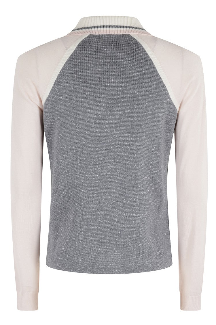 Casablanca Color-Block Merino Polo Shirt With Classic Collar And Logo Patch