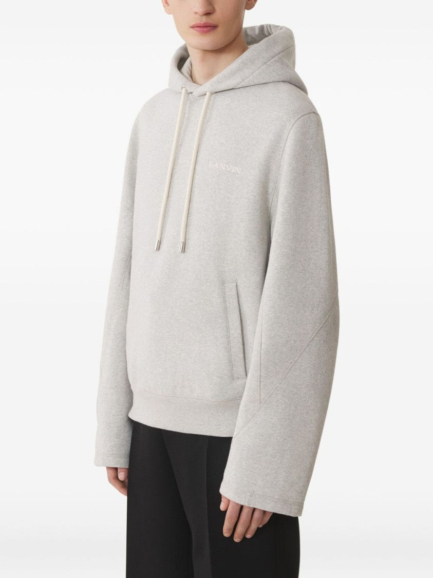 Lanvin Grey Cotton Cashmere Blend Crew Neck Hoodies